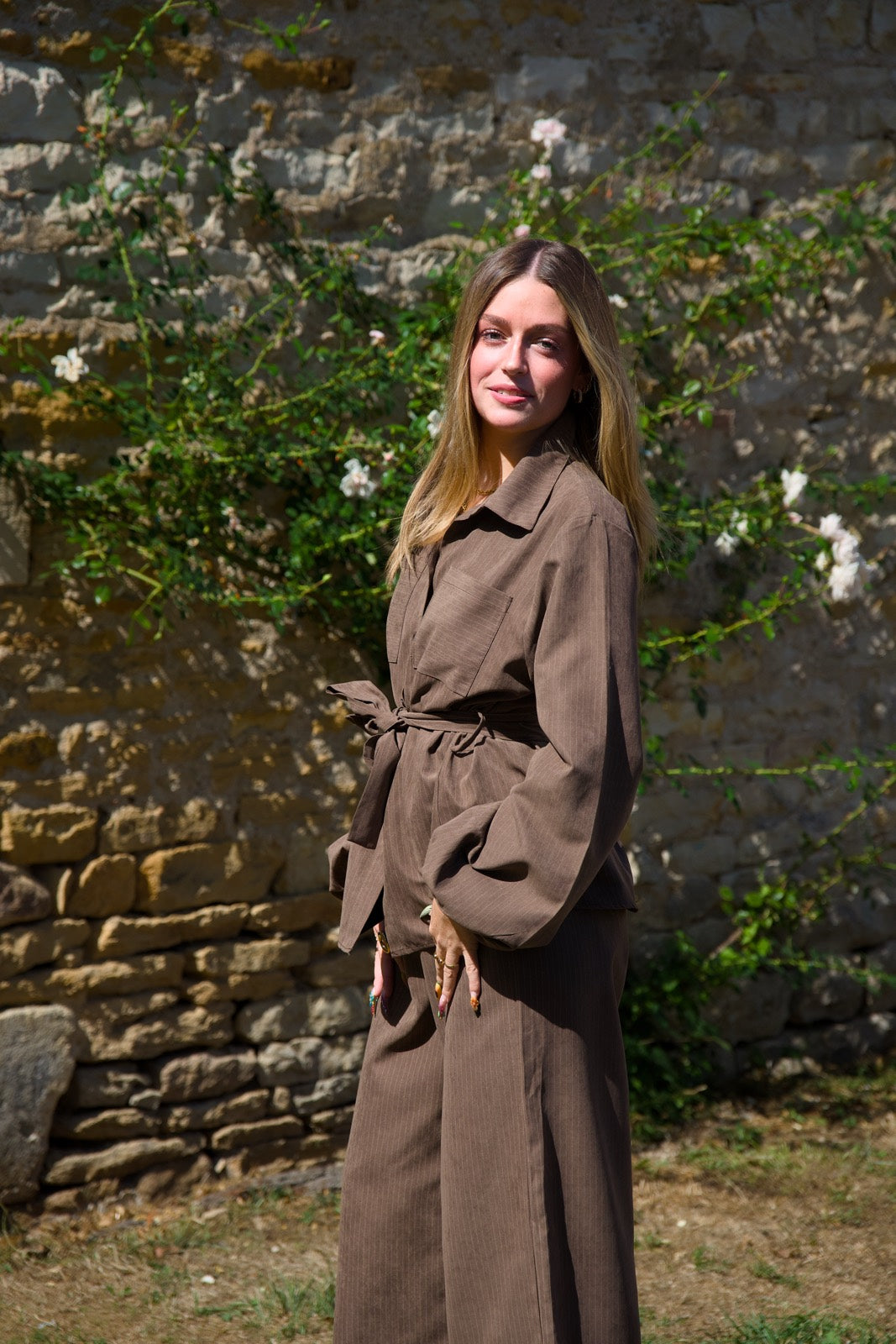 Ensemble marron à rayures Juline