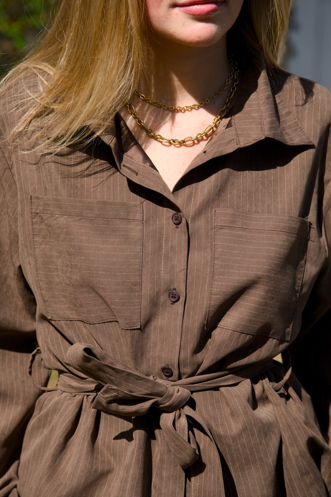 Ensemble marron à rayures Juline