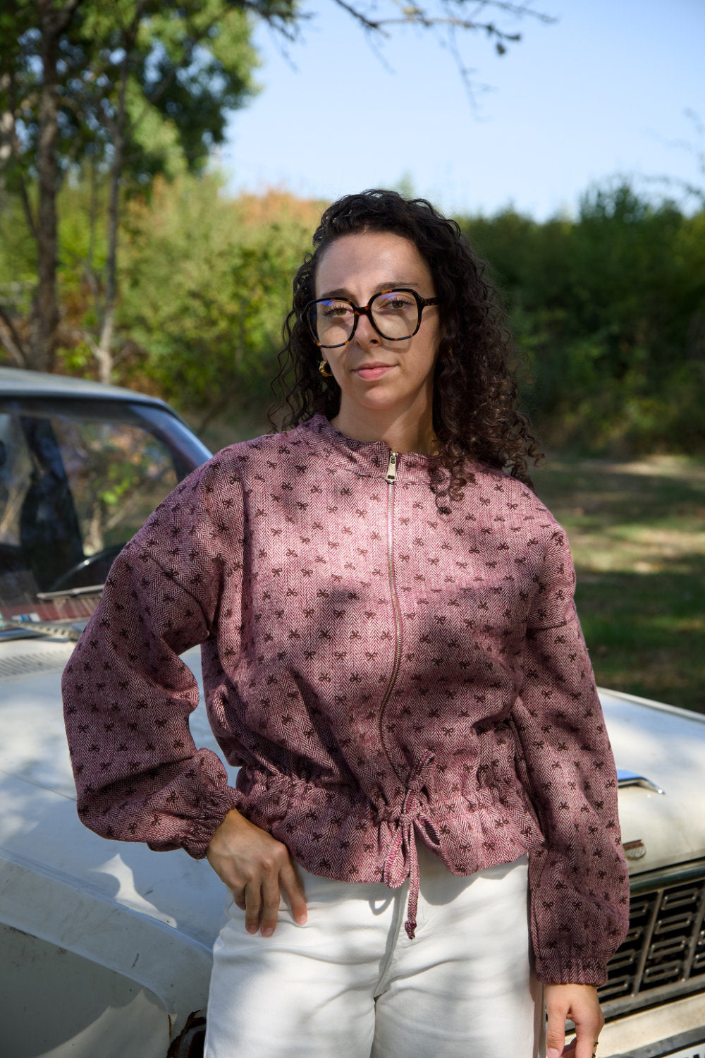 Veste bordeaux et rose Coralie