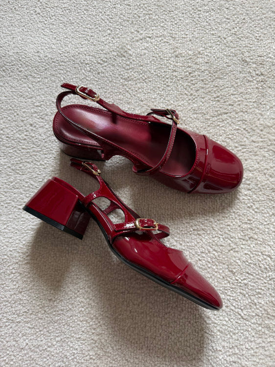 Slingback à talons vernies