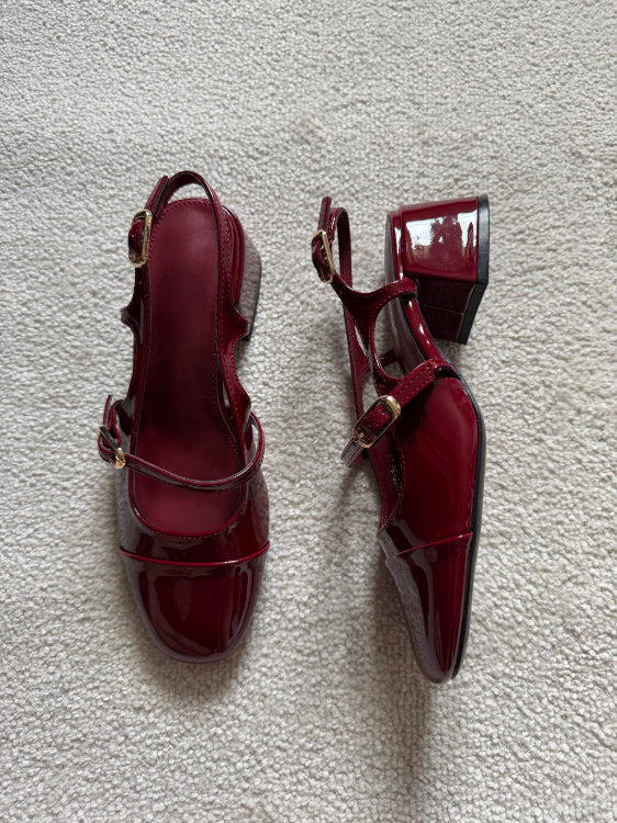Slingback à talons vernies