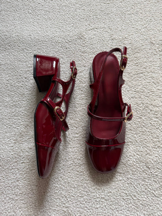 Slingback à talons vernies