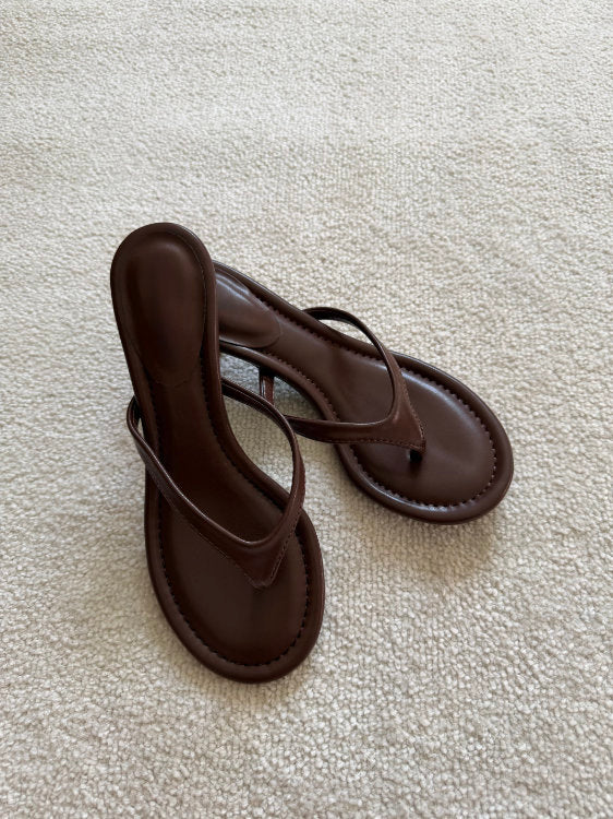 Tongs à talons effet cuir