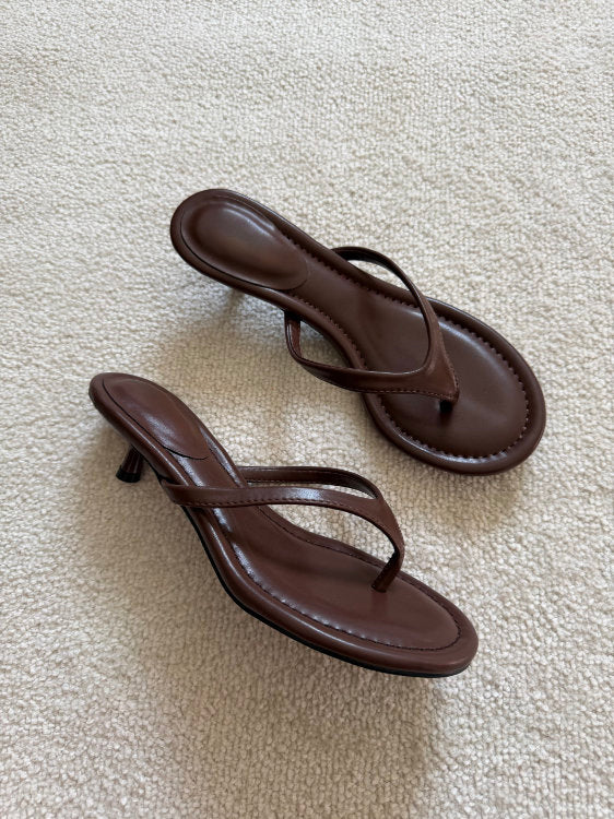 Tongs à talons effet cuir