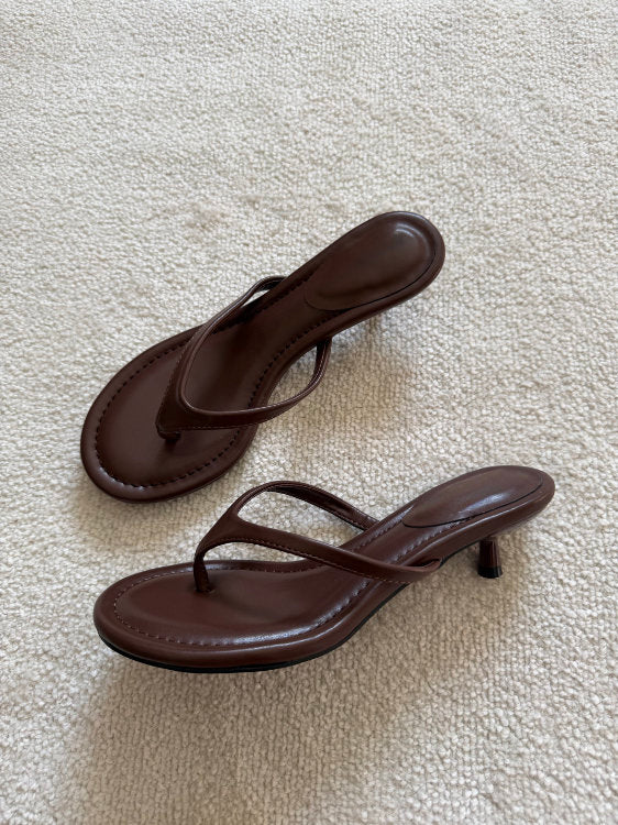 Tongs à talons effet cuir