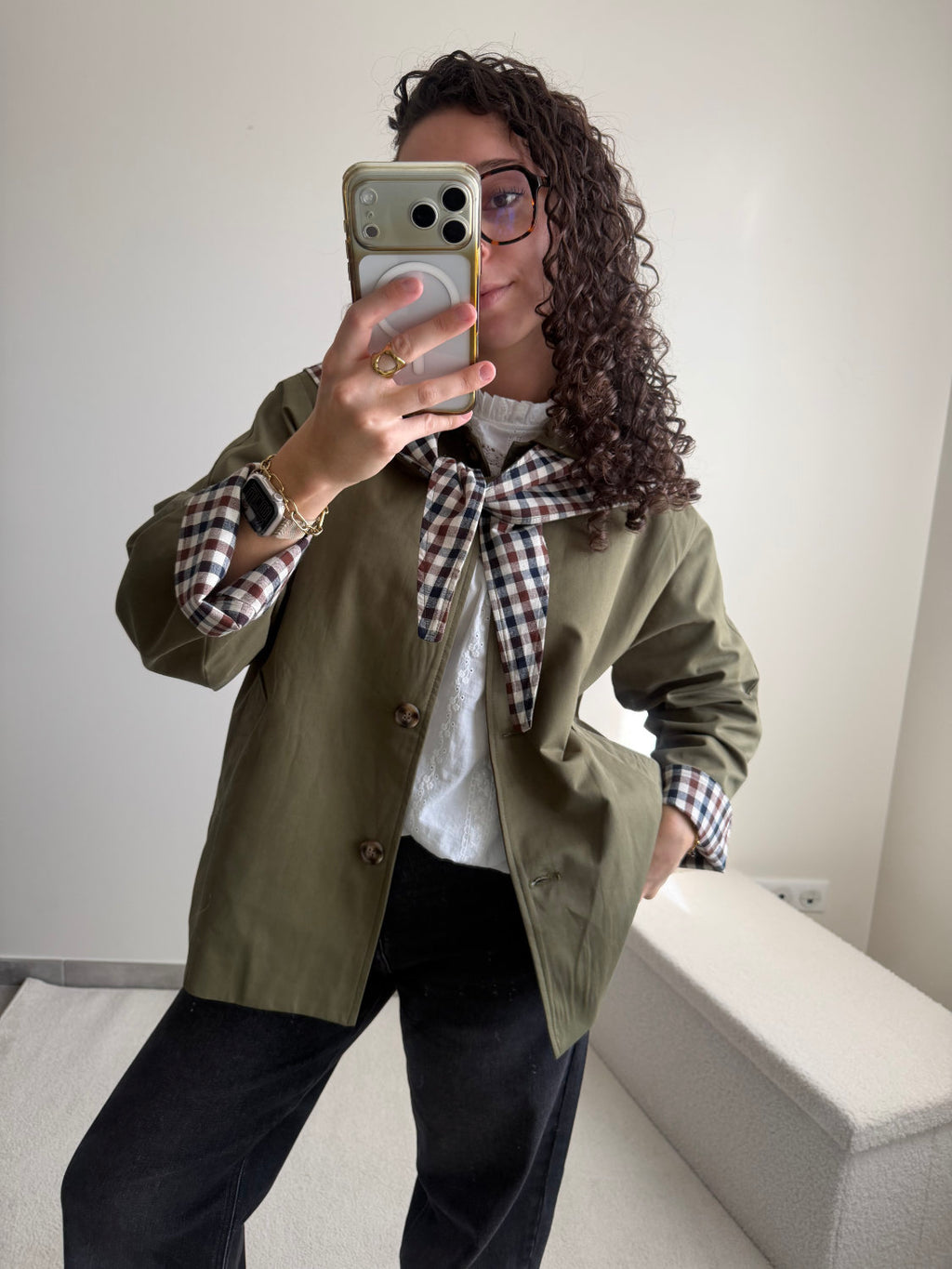 Trench Pauline doublure à carreaux