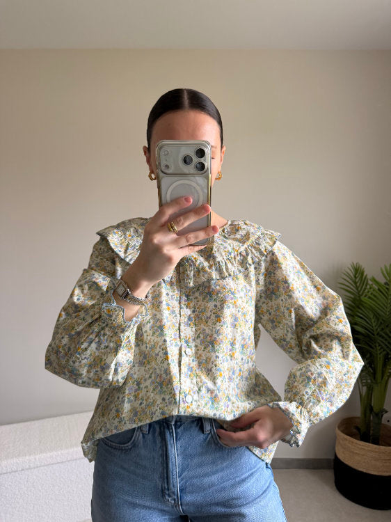 Chemise manches longues motifs liberty col claudine