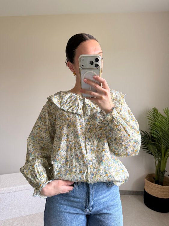 Chemise manches longues motifs liberty col claudine