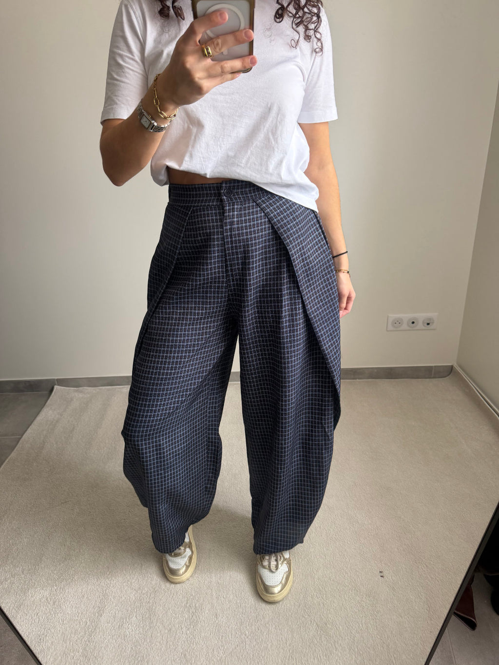 Pantalon ballon à carreaux Zoé
