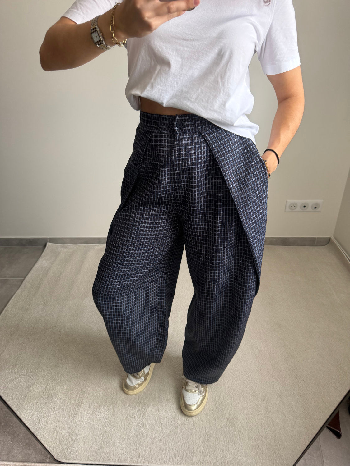 Pantalon ballon à carreaux Zoé