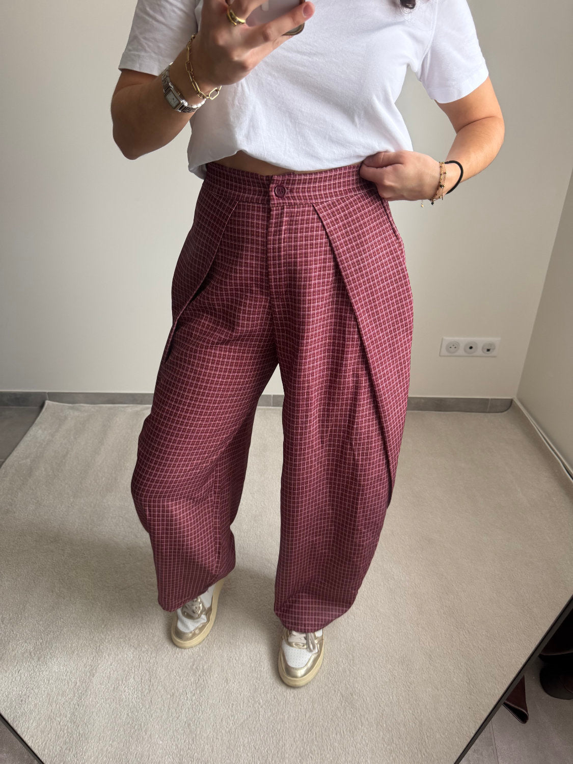 Pantalon ballon à carreaux Zoé