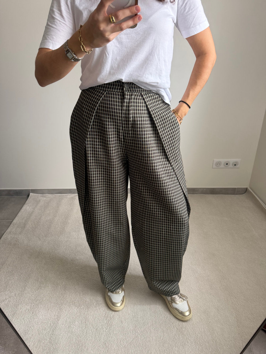 Pantalon ballon à carreaux Zoé