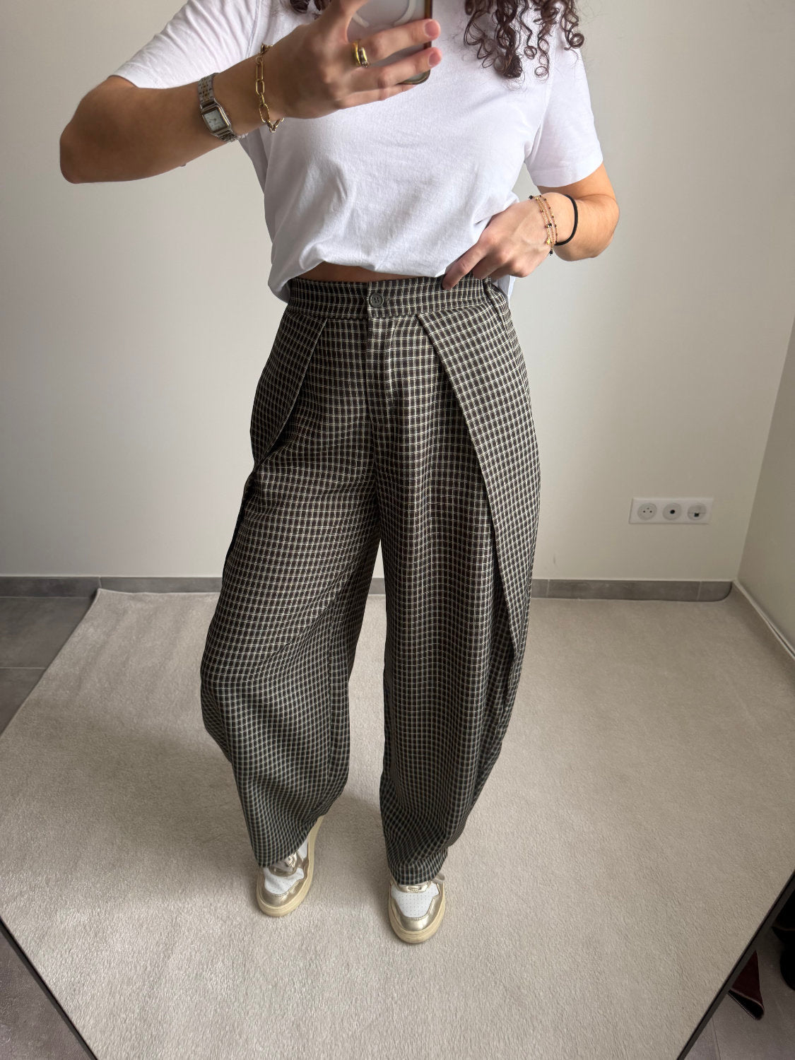 Pantalon ballon à carreaux Zoé