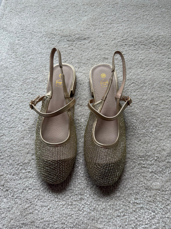 Slingback plates avec semelle intérieure en cuir