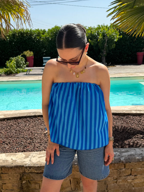 Blouse manches bouffantes à rayures