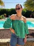 Blouse manches bouffantes à rayures