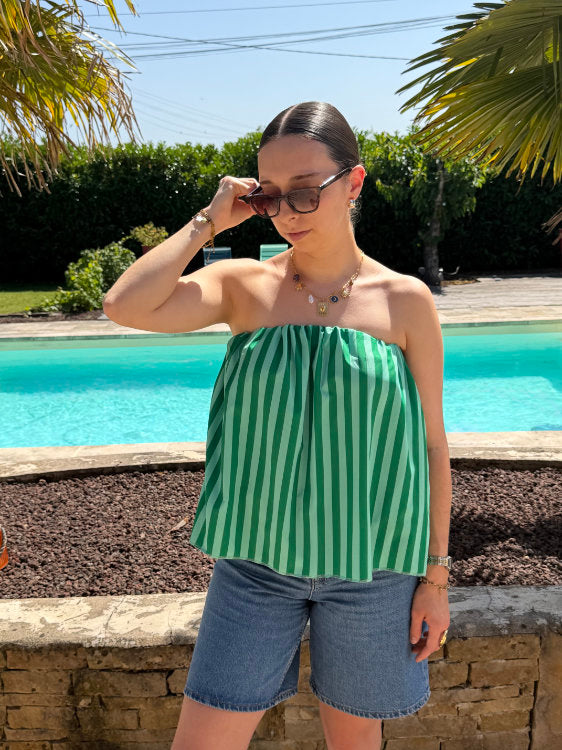 Blouse manches bouffantes à rayures