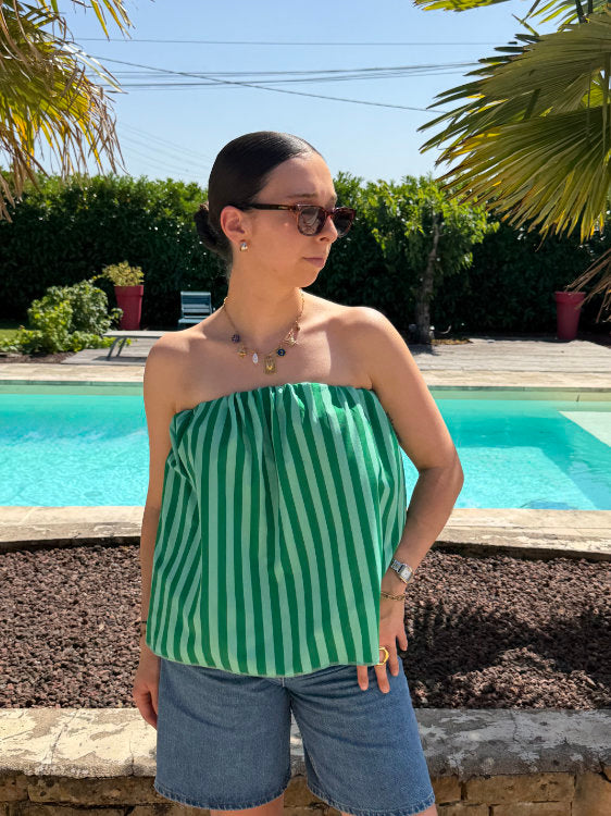 Blouse manches bouffantes à rayures