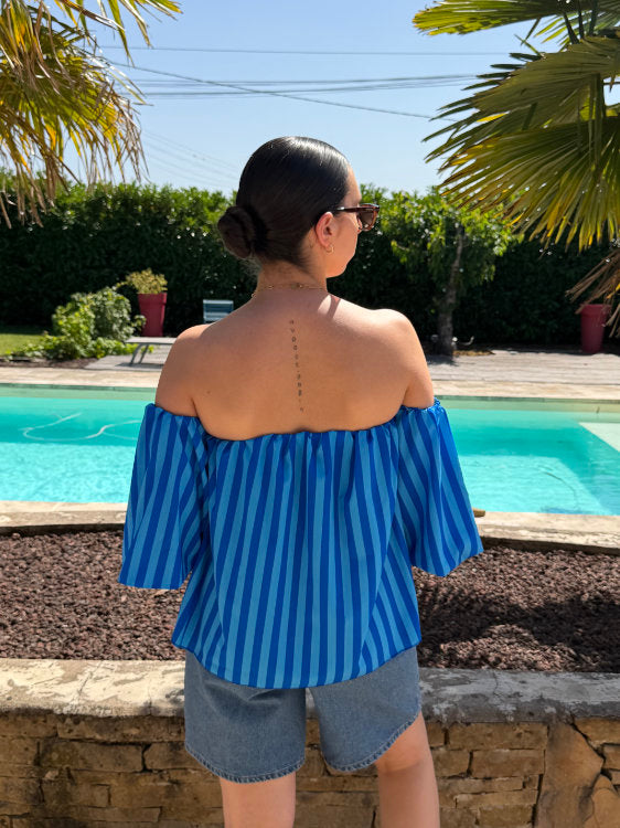 Blouse manches bouffantes à rayures