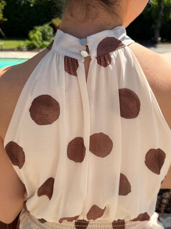Combi short à pois marron