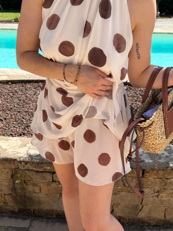 Combi short à pois marron