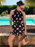 Combi short à pois blancs
