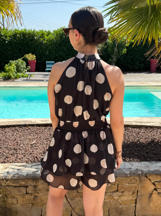 Combi short à pois blancs