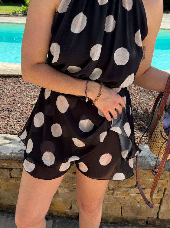 Combi short à pois blancs