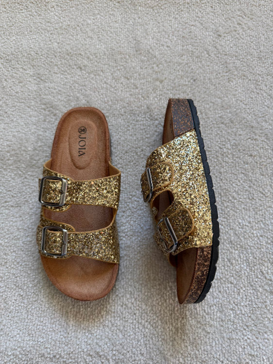 Mules plates à paillettes