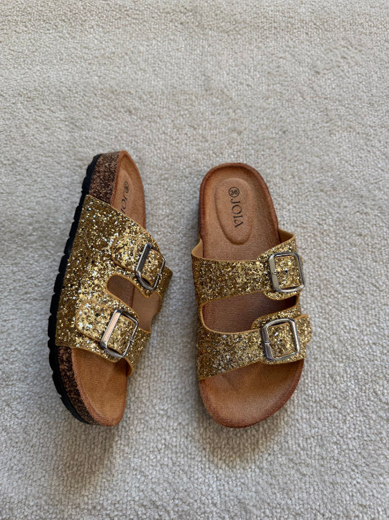 Mules plates à paillettes