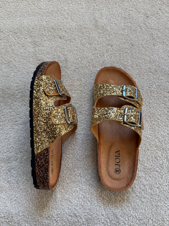 Mules plates à paillettes