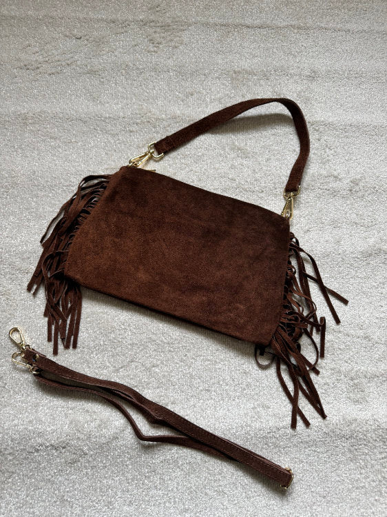 Sac à main en cuir à franges