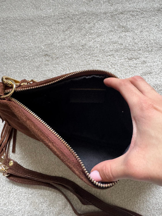 Sac à main en cuir à franges