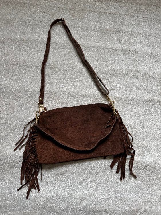 Sac à main en cuir à franges