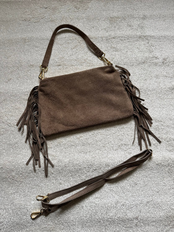Sac à main en cuir à franges