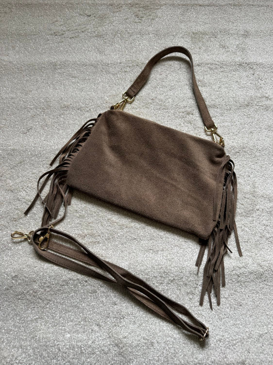 Sac à main en cuir à franges