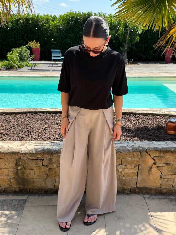 Pantalon large avec scratch à la taille