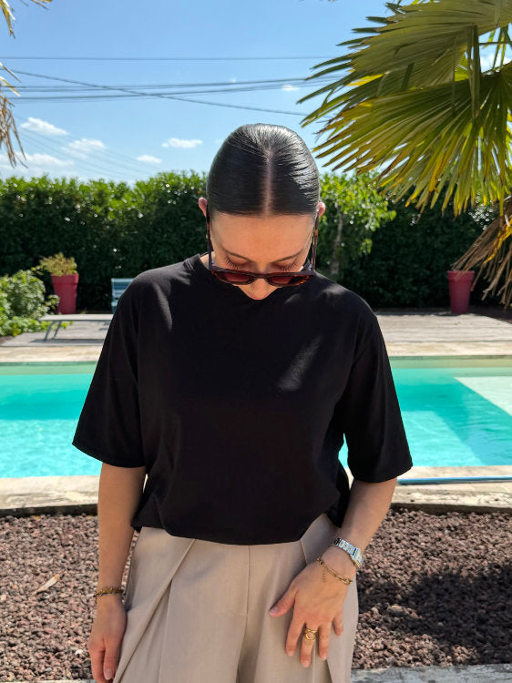 Tee shirt manches courtes oversize en coton