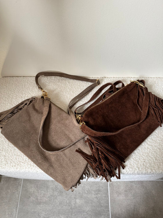 Sac à main en cuir à franges