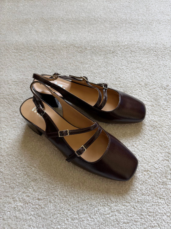 Slingback à talons double brides asymétriques