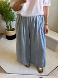 Pantalon large imprimée carreaux vichy blancs