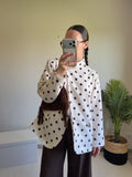 Blazer manches longues à pois marrons et col croisé