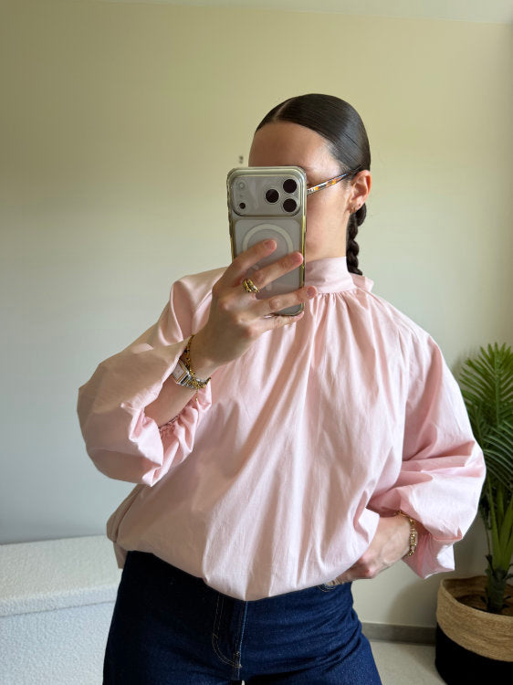 Blouse manches longues dos ouvert avec noeud