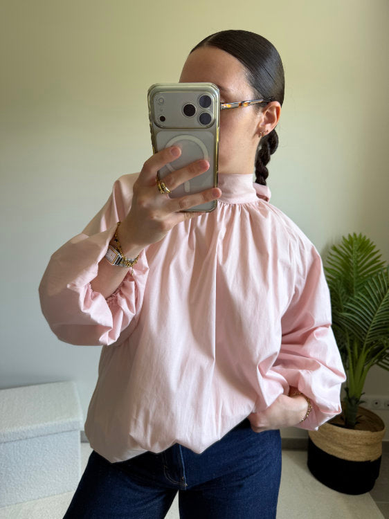 Blouse manches longues dos ouvert avec noeud