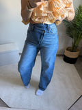 Jean ballon fermeture croisée
