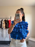 Blouse sans manches effet ruché dos nu