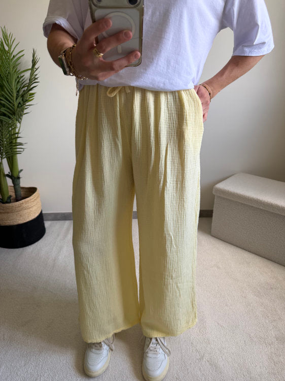 Pantalon large en gaze de coton