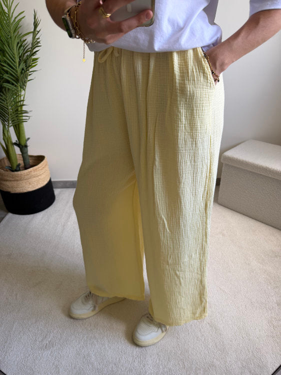Pantalon large en gaze de coton