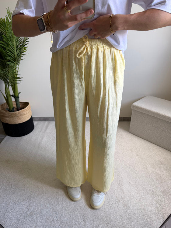 Pantalon large en gaze de coton