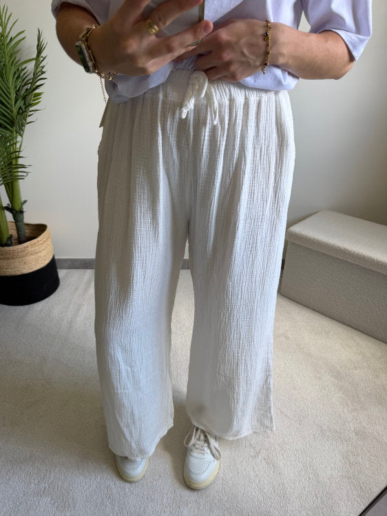 Pantalon large en gaze de coton